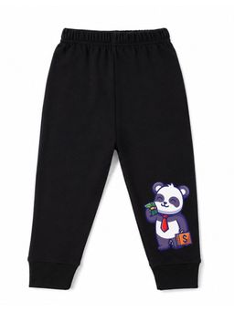 KAVEE - Unisex Cotton Bio washed Full Length Jogger Panda With Money Print - Black