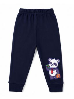 KAVEE - Unisex Cotton Bio washed Full Length Jogger Panda With Money Print - Navy Blue