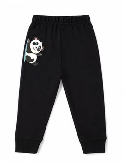 KAVEE - Unisex Cotton Bio washed Full Length Jogger Panda Print - Black