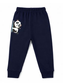 KAVEE - Unisex Cotton Bio washed Full Length Jogger Panda Print - Navy Blue