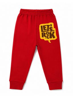KAVEE - Unisex Cotton Bio washed Full Length Jogger Rock Star Print - Red