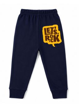 KAVEE - Unisex Cotton Bio washed Full Length Jogger Rock Star Print - Navy Blue