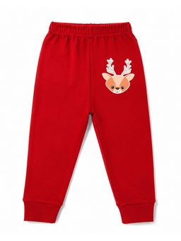 KAVEE - Unisex Cotton Bio washed Full Length Jogger Rainder Print - Red
