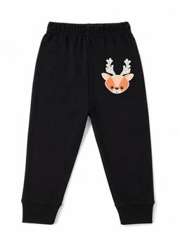 KAVEE - Unisex Cotton Bio washed Full Length Jogger Rainder Print - Black