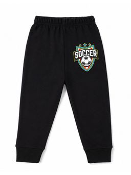 KAVEE - Unisex Cotton Bio washed Full Length Jogger Soccer Print - Black