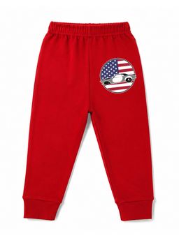 KAVEE - Unisex Cotton Bio washed Full Length Jogger Usa Car Print - Red