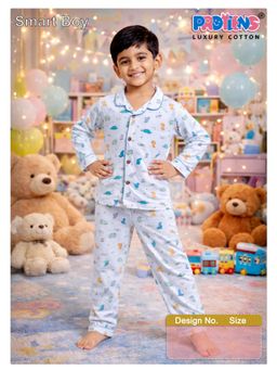 Protiens - Boys Ocean Tales Cotton Full Sleeves Night suit Set