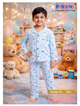 Protiens - Boys Ocean Tales Cotton Full Sleeves Night suit Set