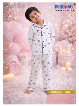 Protiens - Boys Tiny Cruisers Car Print Cotton Full Sleeves Night suit Set
