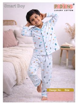 Protiens - Boys Cloud Voyage Hot Air Balloon Cotton Full Sleeves Night suit Set