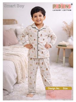 Protiens - Boys Cloud Voyage Hot Air Balloon Cotton Full Sleeves Night suit Set