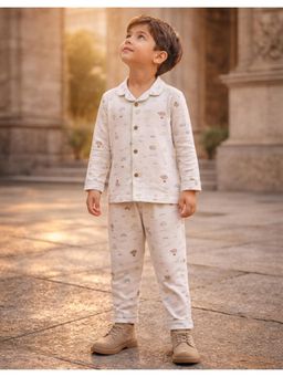Protiens - Boys Sky Dream Hot Air Balloon Cotton Full Sleeves Night suit Set