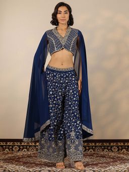 Libas Art - Blue Embellished Regular Blouse and Palazzo