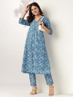 Janasya - Indigo Floral Relaxed Kurta and Pant