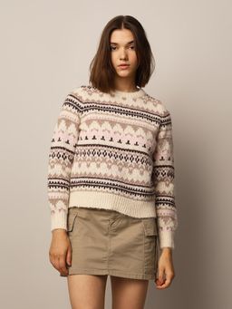 ONLY - Women Regular Fit Beige Pullover Sweater