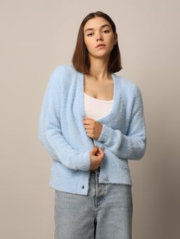 ONLY - Women Regular Fit Blue Cardigans