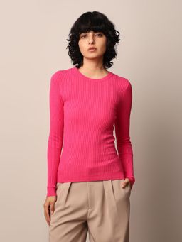 ONLY - Women Slim Fit Pink Sweater