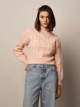 ONLY - Women Regular Fit Pink Pullover Sweater