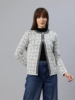 Pierre Carlo - Womens White Self Design Cardigans