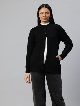 Pierre Carlo - Womens Black Self Design Cardigans