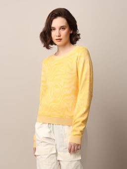 ONLY - Women Regular Fit Yellow Pullover Sweater