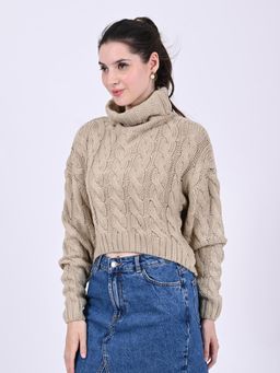 NOBARR - Womens Brown Self Design Sweater