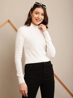 NOBARR - Womens White Solid/Plain Sweater