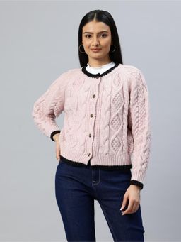 Pierre Carlo - Womens Pink Self Design Cardigans