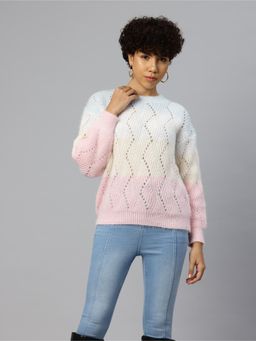 Pierre Carlo - Womens White Geometric Sweater