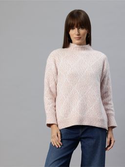 Pierre Carlo - Womens Pink Geometric Sweater