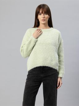 Pierre Carlo - Womens Green Self Design Sweater