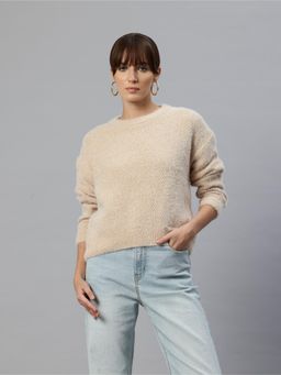 Pierre Carlo - Womens Yellow Self Design Sweater