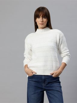 Pierre Carlo - Womens White Stripes Sweater