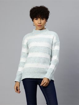 Pierre Carlo - Womens Teal Stripes Sweater