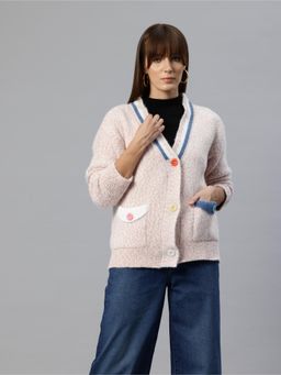 Pierre Carlo - Womens Pink Self Design Cardigans