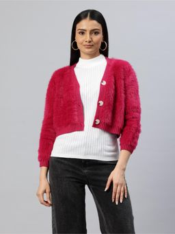 Pierre Carlo - Womens Pink Solid/Plain Cardigans
