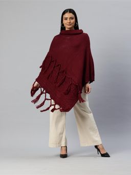 Pierre Carlo - Womens Maroon Self Design Sweater