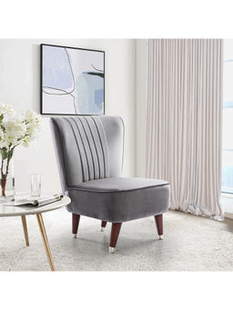 HomeTown - Jane Velvet Accent Chair in Dark Grey