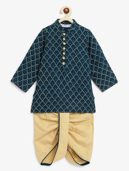 Campana - Boys Mehul Dhoti Kurta Foil Print Blue (Set of 2)