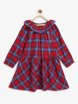 Campana - Girls Chloe Full Sleeve Dress Checks Red & Blue