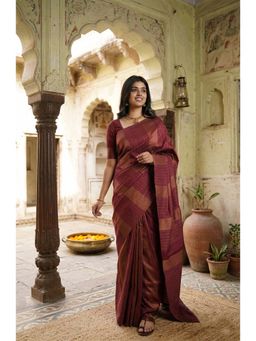 Anjaneya Sarees - Maroon Designer Banarasi Silk Kanjivaram Saree with Unstitched Blouse