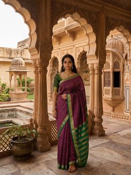 Anjaneya Sarees - Purple Designer Banarasi Silk Kanjivaram Saree with Unstitched Blouse