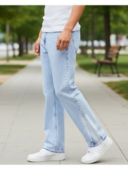 Bewakoof - Men's Blue Washed Straight Fit Mid-Rise Jeans