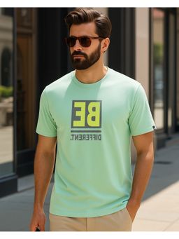 Bewakoof - Men's Bird Egg Green Be Different Typography T-Shirt