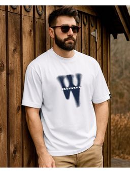 Bewakoof - Men's White Winner Typography Oversized T-Shirt