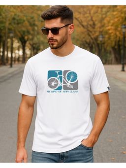 Bewakoof - Men's White Cycle Graphic Printed T-Shirt