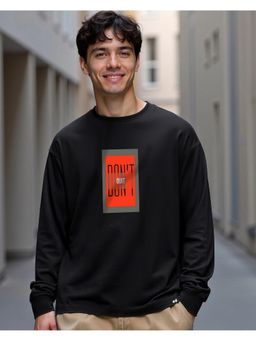 Bewakoof - Men's Jet Black Don't Quit Typography Oversized T-Shirt