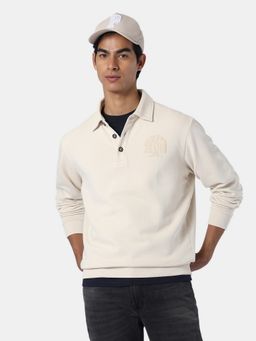 Pepe Jeans - Printed Long Sleeves Men Off White Sweatshirt