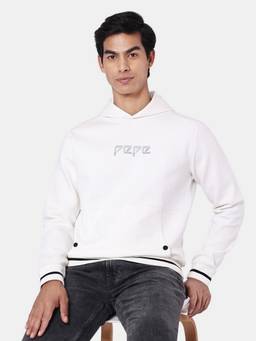 Pepe Jeans - Printed Long Sleeves Men White Hoodie
