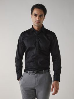 Reid & Taylor - Men's Navy Blue Cotton Lycra Shirt